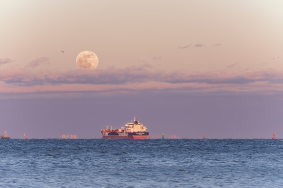 moon and ship