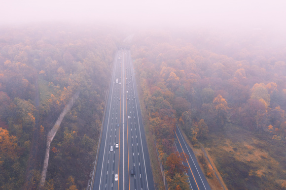 Fog over highway, Watchung, NJ